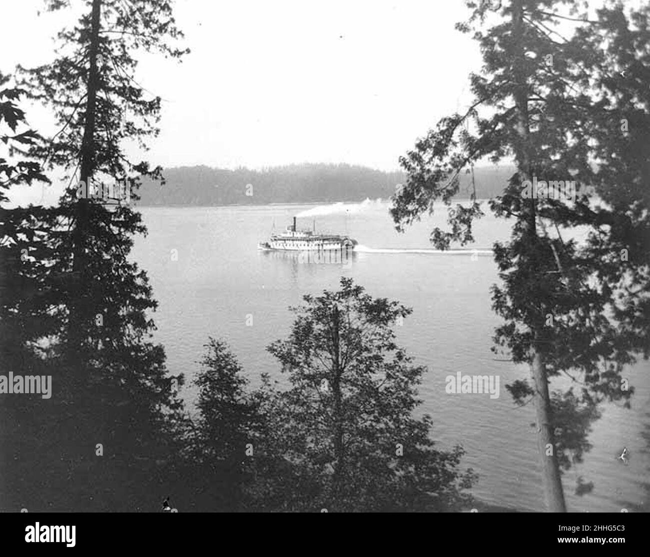 Dampfschiff MULTNOMAH von der rustikalen Brücke im Point Defiance Park, Tacoma, 26. Juli 1898 (WAITE 158). Stockfoto