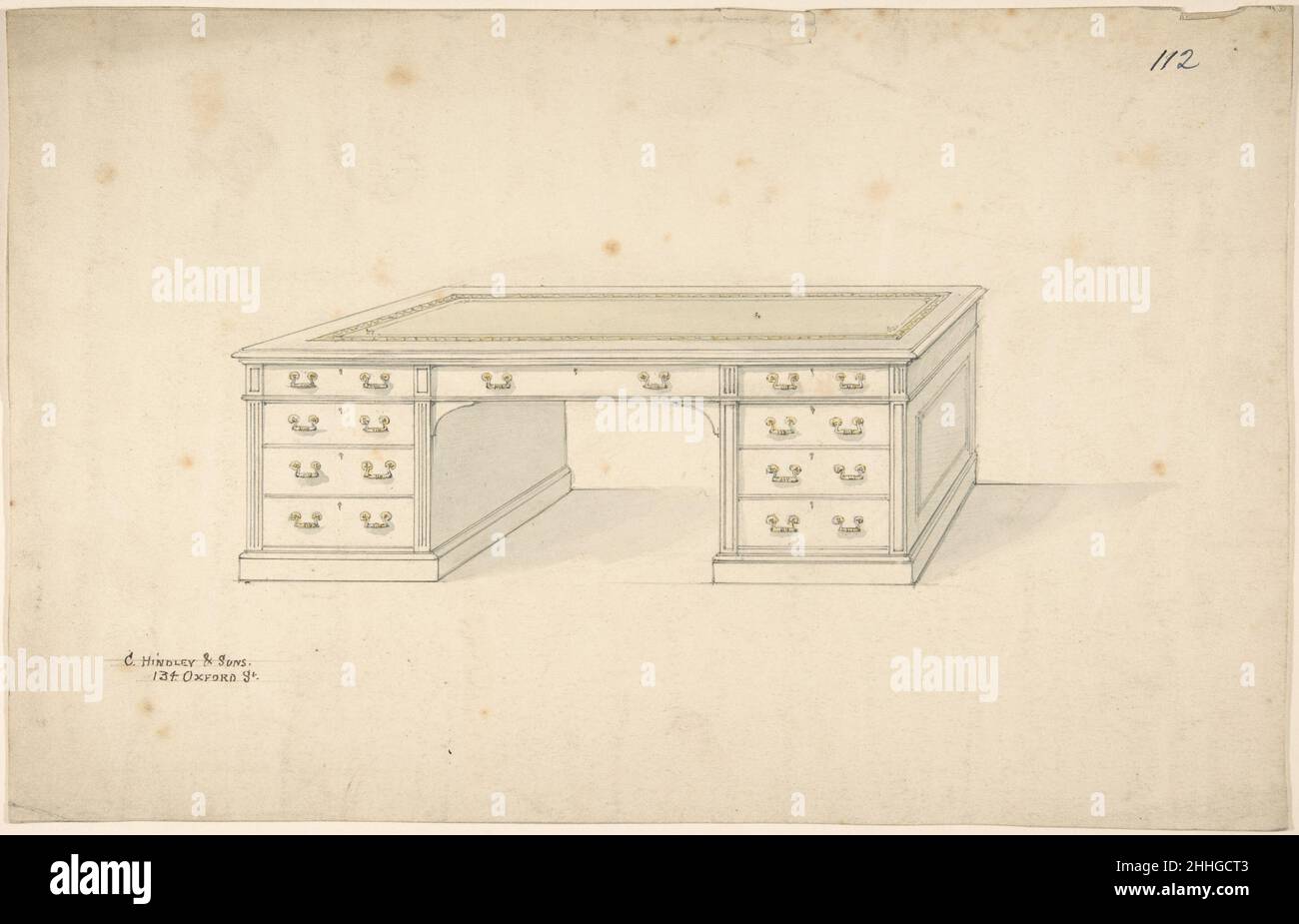 Design for Desk 1841–84 Charles Hindley and Sons British. Design für Schreibtisch 367339 Stockfoto