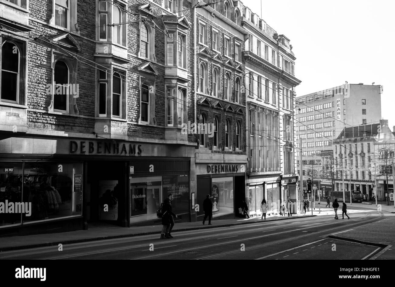 Market Street, außerhalb von Debenhams - Nottingham, Großbritannien. Stockfoto