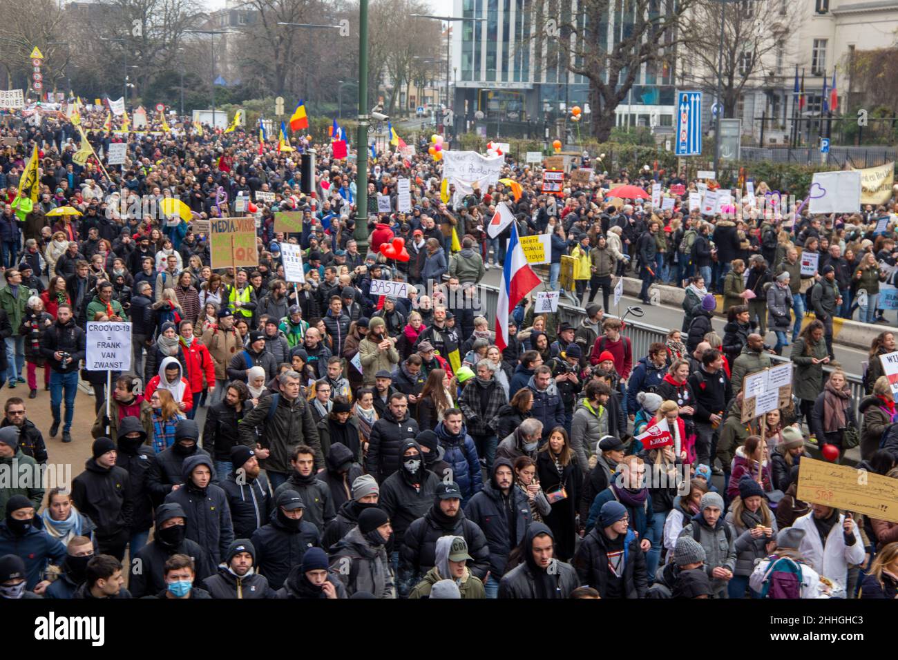 Brüssel, 23. Januar: Europäische Demonstration für Demokratie, veranstaltet von der Initiative Europeans United. Anlass der Großdemo sind die Grundrec Stockfoto