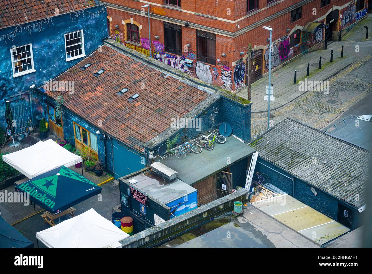 Bilder aufgenommen im Stadtzentrum, Bristol, Ubited Kingdom. In diesen Thesen wird die Schönheit einer typischen englischen Stadt tagsüber dargestellt. Eine lenseball pcture der Stadt Cen. Stockfoto