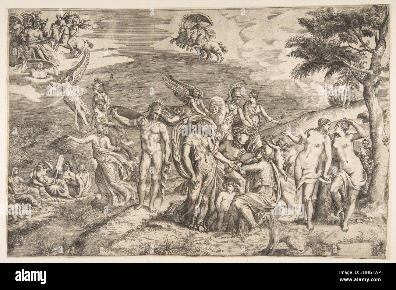 Das Urteil von Paris 16th Jahrhundert Giulio Bonasone Italienisch. Das Urteil von Paris 389385 Stockfoto