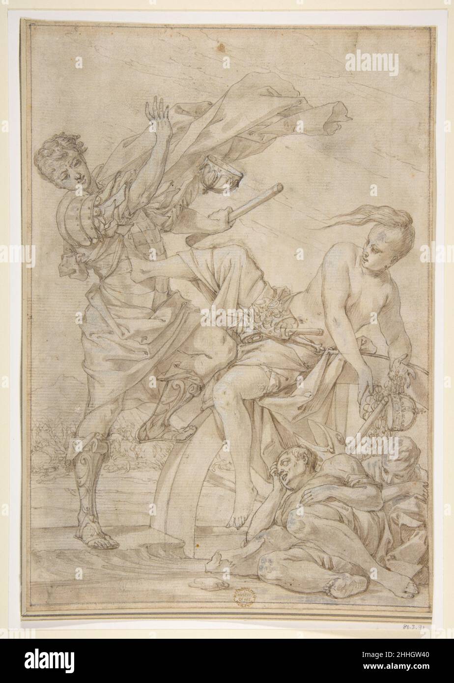 Allegorie des Fortune 1612–50, zugeschrieben Pietro Testa Italienisch. Allegorie auf Fortune 341592 Stockfoto