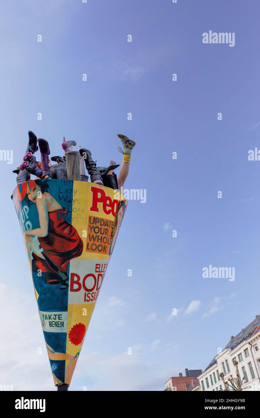Statue der Pommes frites. Brüssel, Belgien Stockfoto