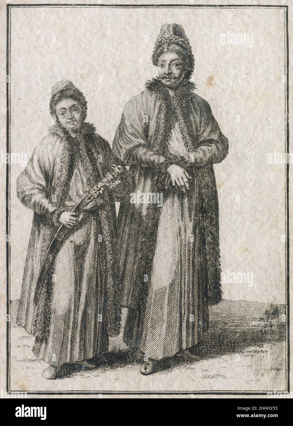 Ein armenischer Bräutigam, von einem Jüngling, so den Säbel träget, zur Kirche begleitet von Johann Christoph Weigel, bekannt als Christoph Weigel der Ältere (1654-1725), ein antiker Stich aus dem 17th. Jahrhundert, "ein armenischer Bräutigam, von einem jungen Säbelträger zur Kirche begleitet". QUELLE: ORIGINALGRAVUR Stockfoto