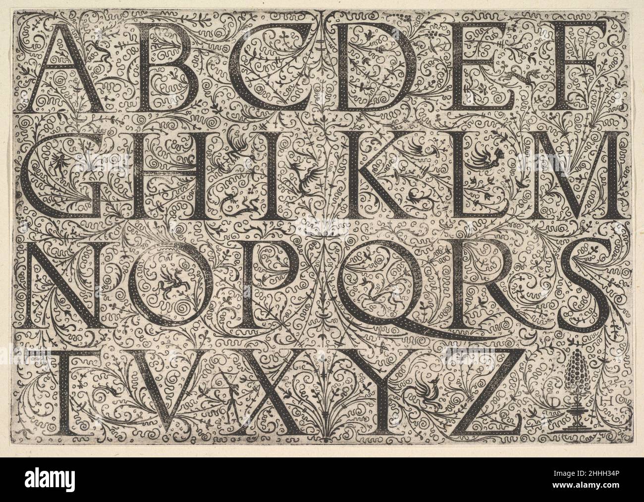 Roman Majuscule Alphabet ca. 1520 Daniel Hopfer Deutsch. Roman Majuscule Alphabet 373134 Stockfoto