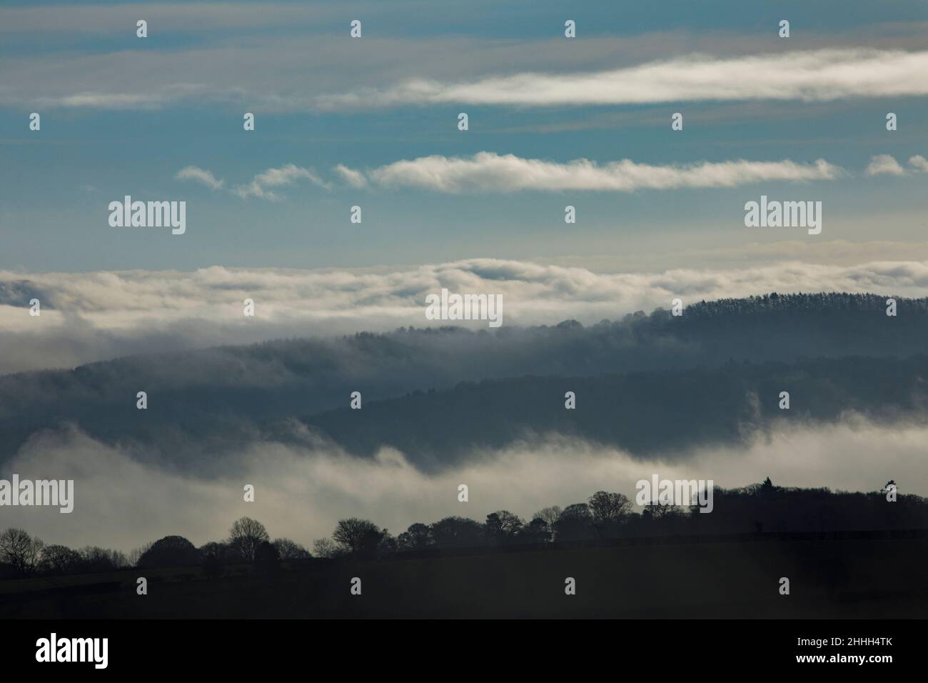 Shropshire Hills, AONB, Long Mynd in der Nähe von Church Stretton. Landschaft Stockfoto