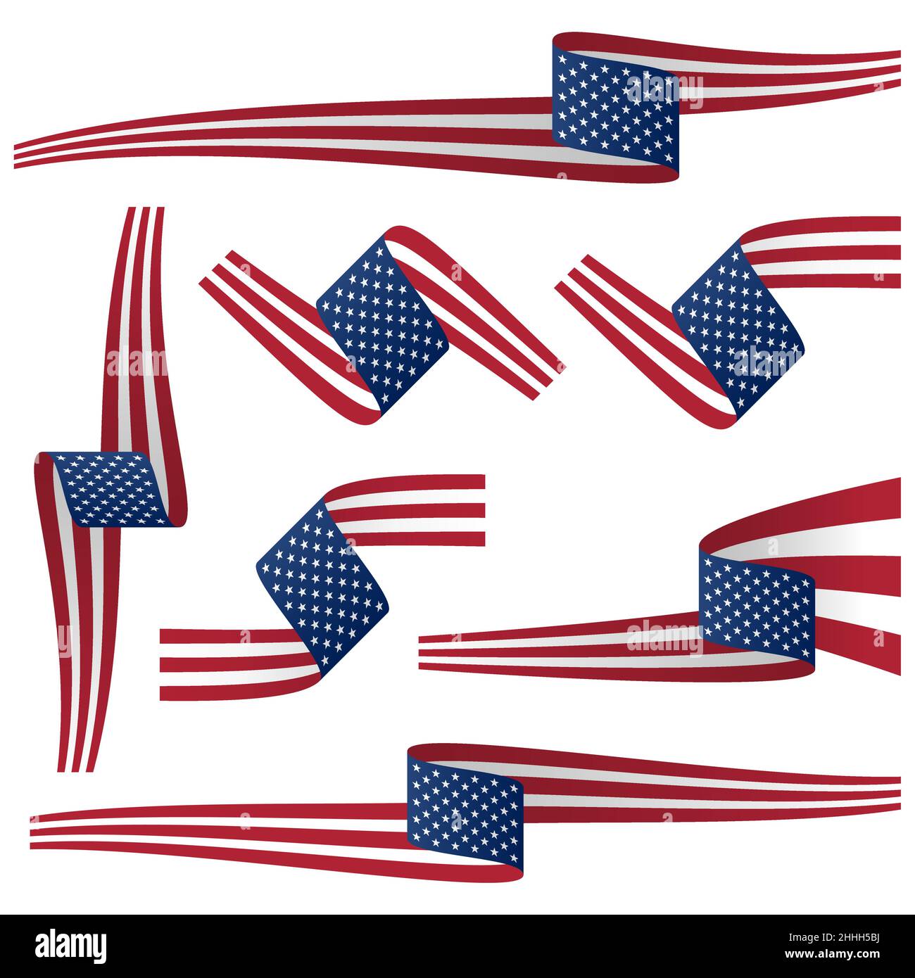 Sammlung von sieben verschiedenen Banner mit US-Länderfarben Stock Vektor