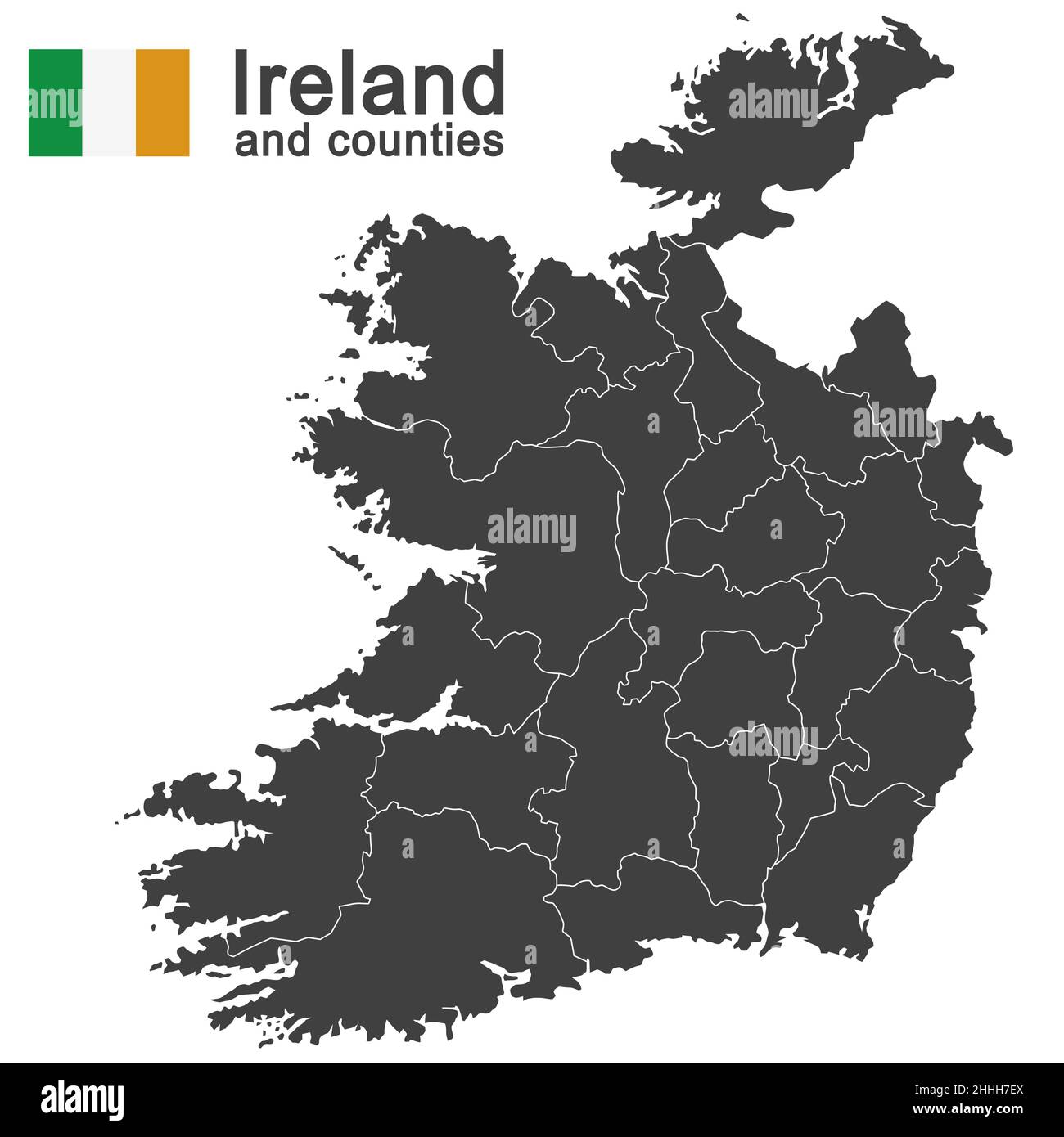 Das europäische Land Irland und die Grafschaften im Detail Stock Vektor