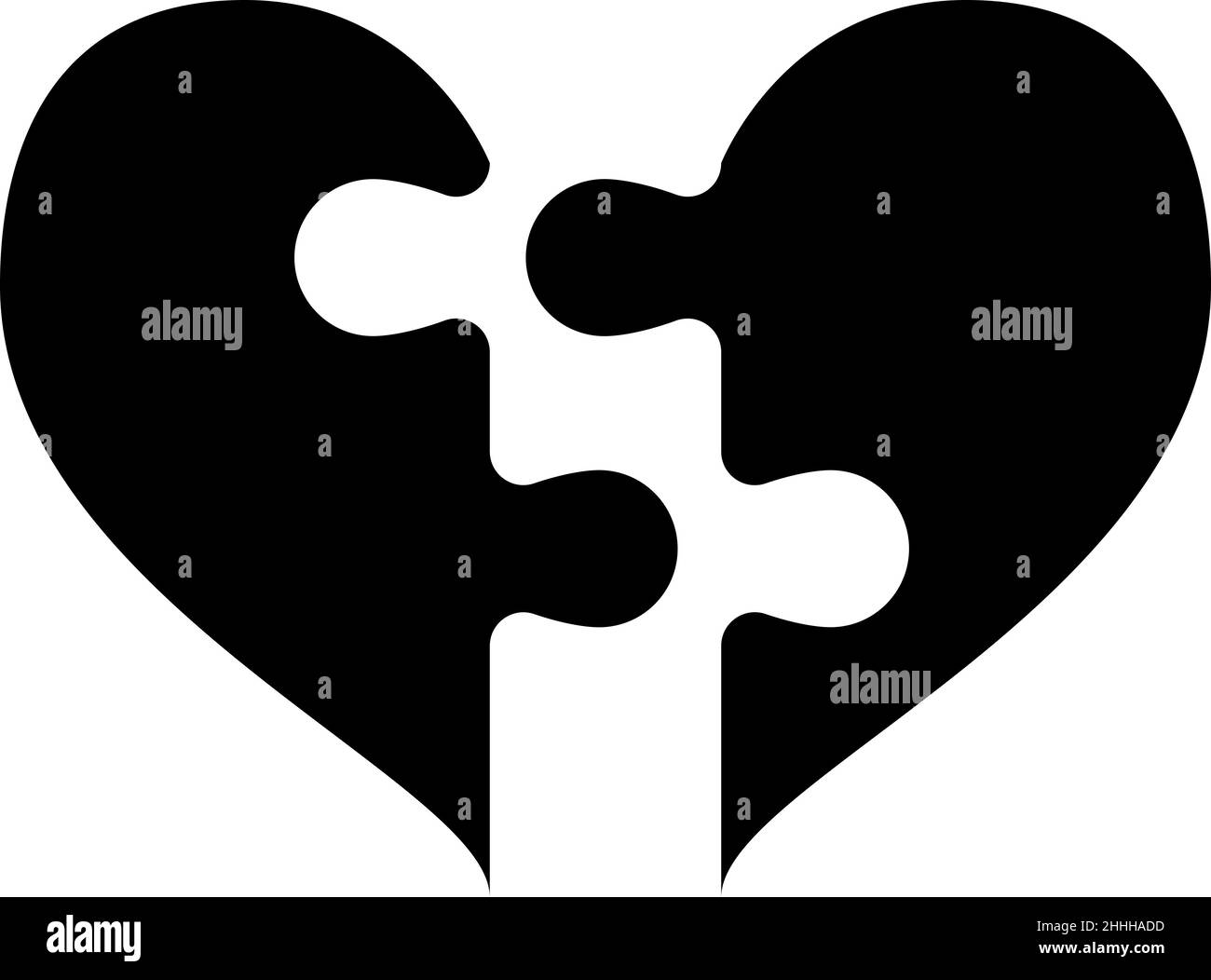 Puzzle Mit Gebrochenem Herzen – Glyphen-Symbol-Vektor Stock Vektor