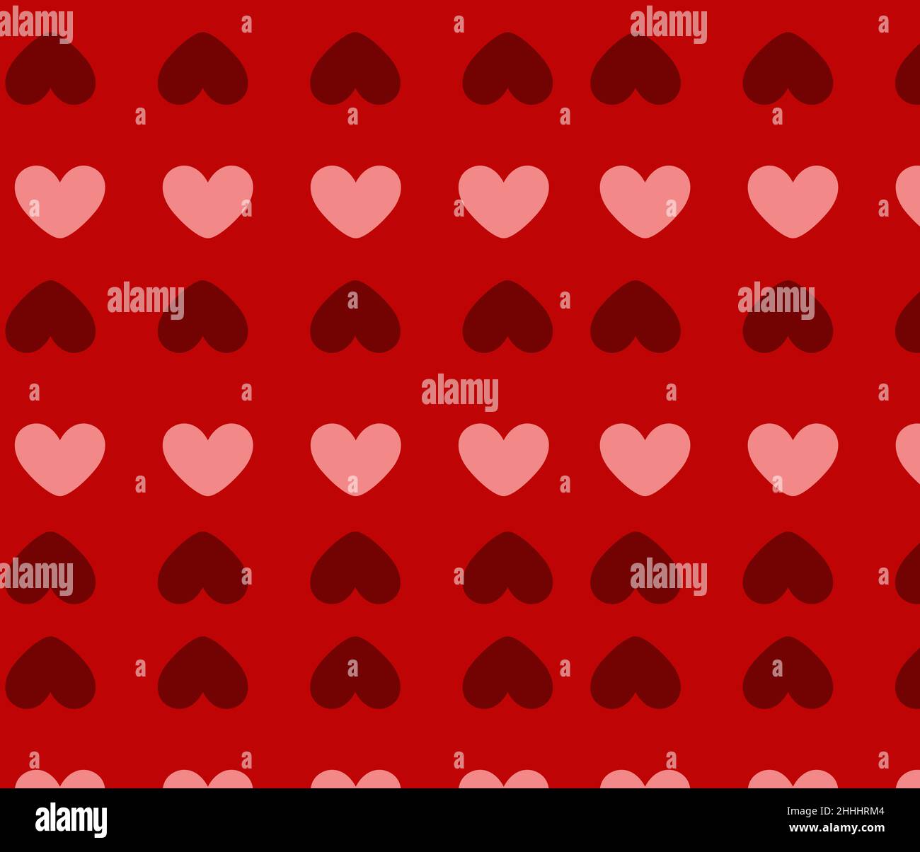 Rosa und burgunderrote Herzen nahtloses Muster auf rotem Hintergrund. Bunte Herzen. Verpackungsdesign für Geschenkverpackung. Abstrakter geometrischer moderner Hintergrund Stock Vektor