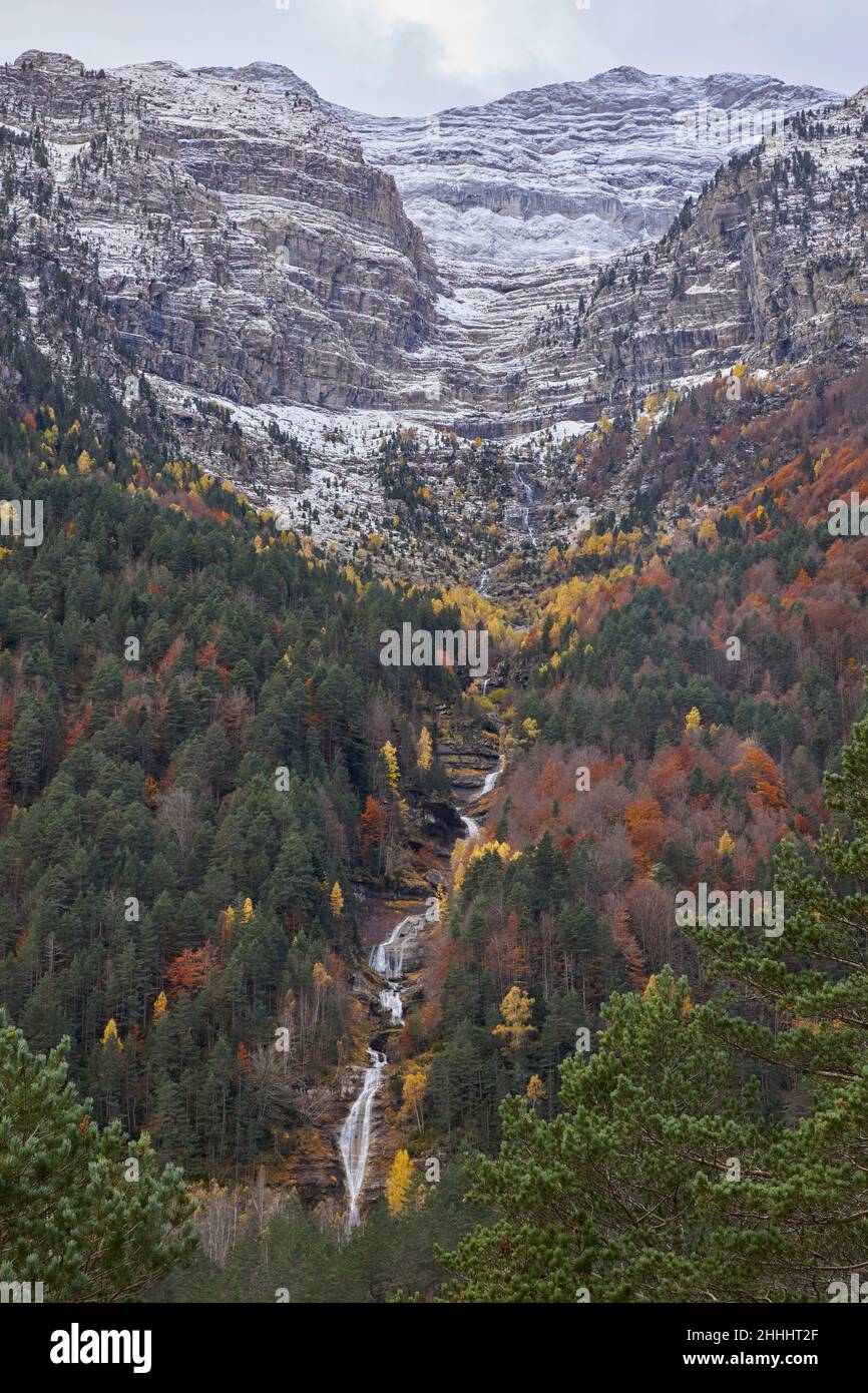 Valle de Pineta, Parque nacional de Ordesa y Monte Perdido. Huesca, Aragon (Spanien) Stockfoto