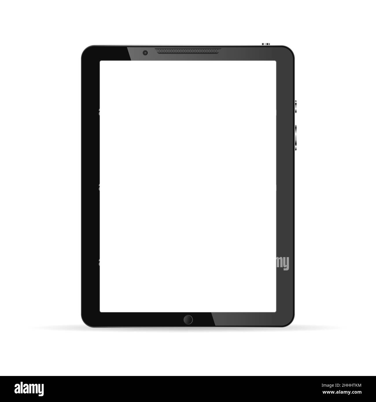 Moderner Touchscreen Tablet-Computer auf weißem Hintergrund isoliert. Tablet-Computer mit weißem Bildschirm. Vektorgrafik. Stock Vektor