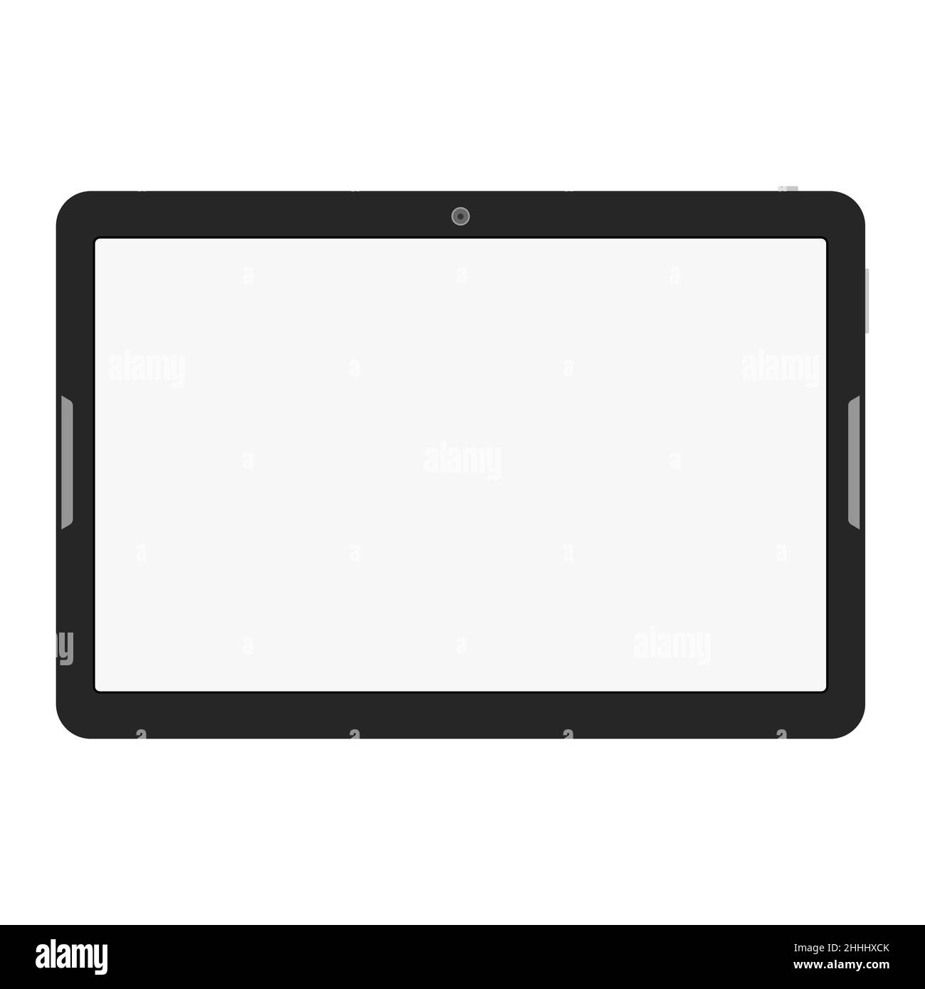 Moderner Touchscreen Tablet-Computer auf weißem Hintergrund isoliert. Tablet-Computer mit weißem Bildschirm. Vektorgrafik. Stock Vektor