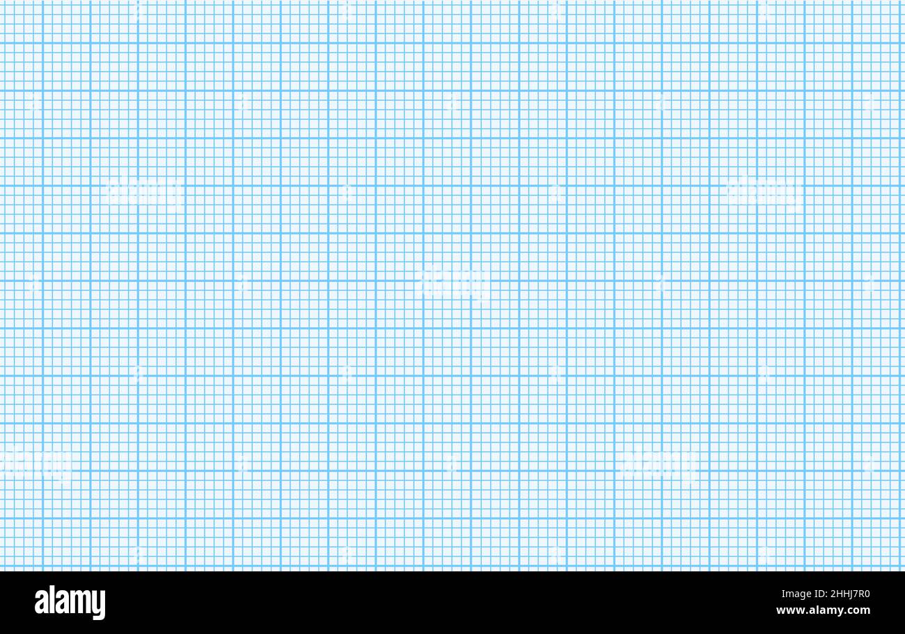 Blaues Millimeterdiagramm Papierraster nahtloses Muster. Digitales ekg-Diagramm Klinikseite. Geometrisch karierter Hintergrund für Blaupause, Schule, Architekt, Stock Vektor