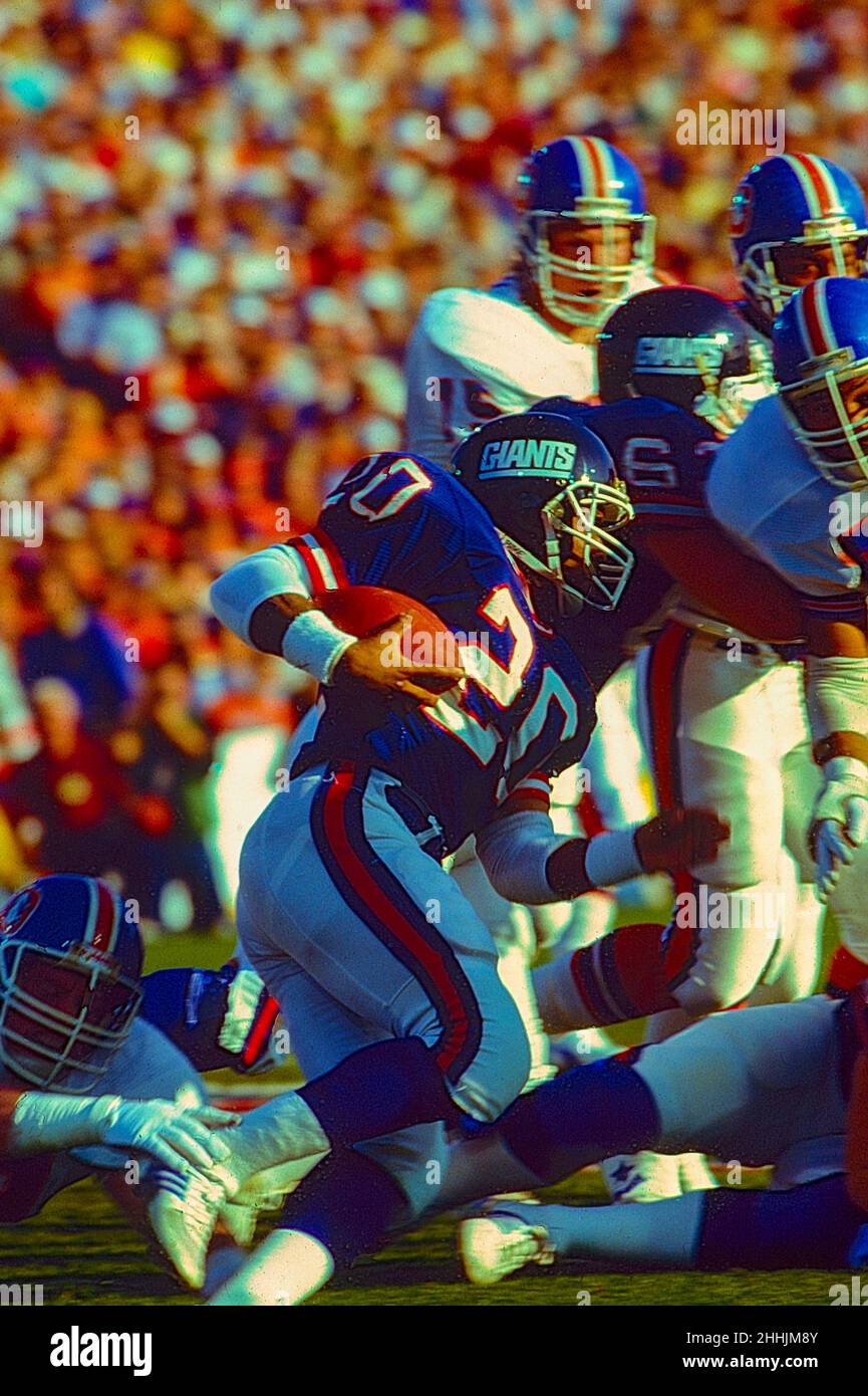 Joe Morris, NY Giants laufen beim Superbowl 1987 zurück. Stockfoto