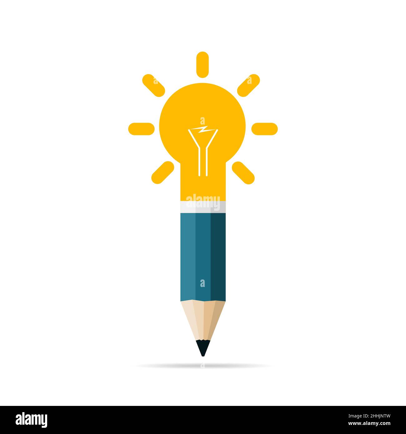 Bleistift mit Glühbirne in flacher Ausführung. Vector Illustration. Beste Idee Konzept. Kreative Idee Stock Vektor