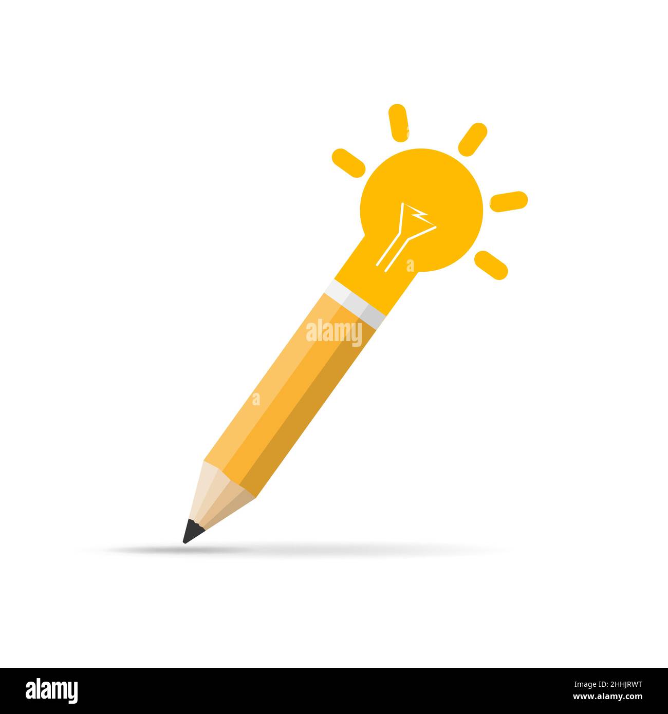 Bleistift mit Glühbirne in flacher Ausführung. Vector Illustration. Beste Idee Konzept. Kreative Idee Stock Vektor