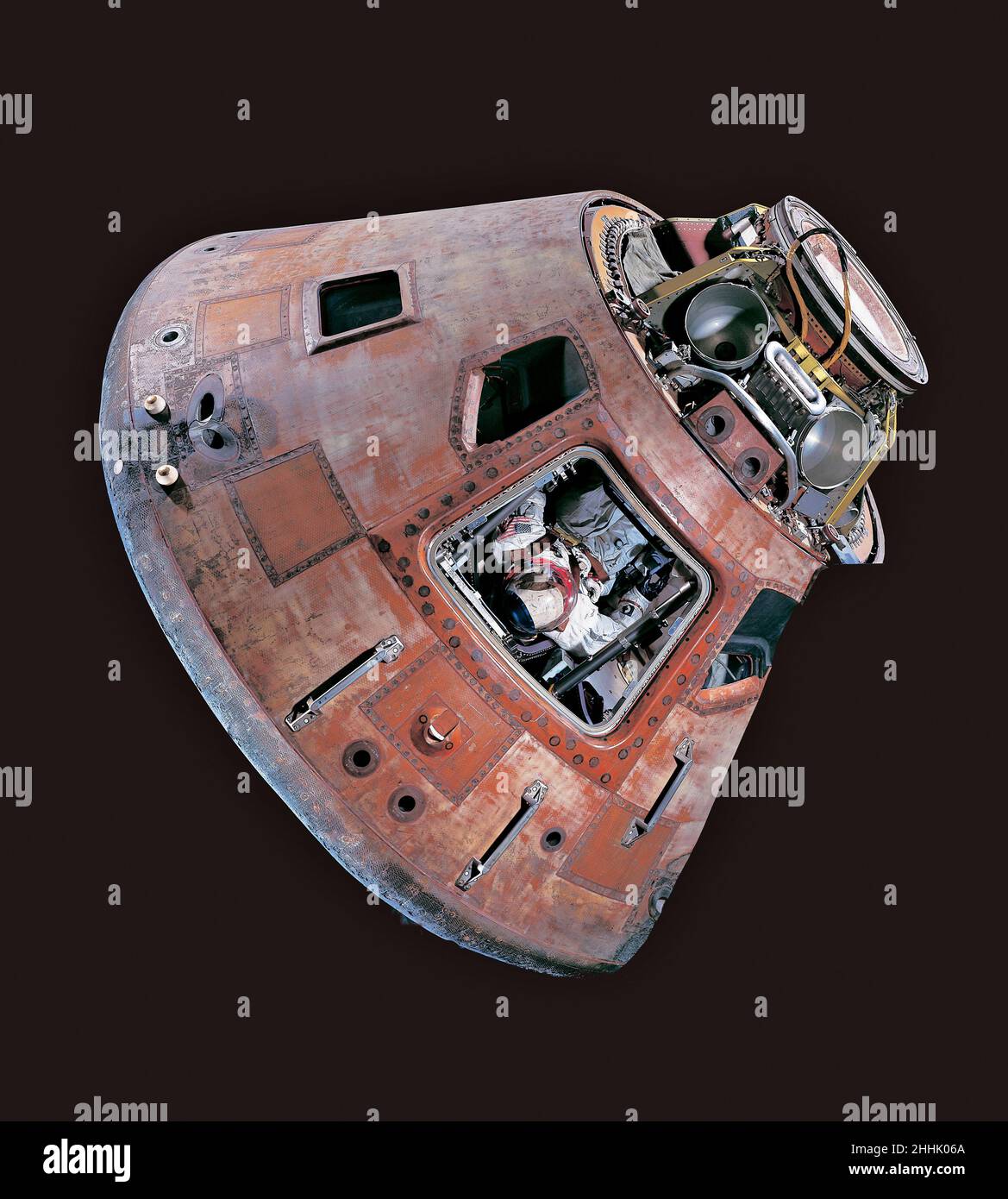 Das Apollo 11 Command Module, 'Columbia, wohnte während der meisten ersten Mondlandemission mit Besatzung im Juli 1969 für die dreiköpfige Besatzung Stockfoto