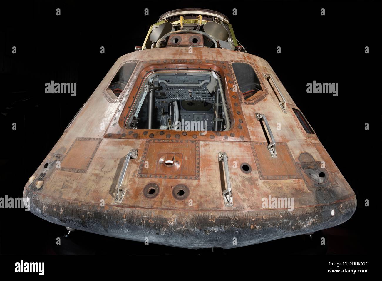 Das Apollo 11 Command Module, 'Columbia, wohnte während der meisten ersten Mondlandemission mit Besatzung im Juli 1969 für die dreiköpfige Besatzung Stockfoto