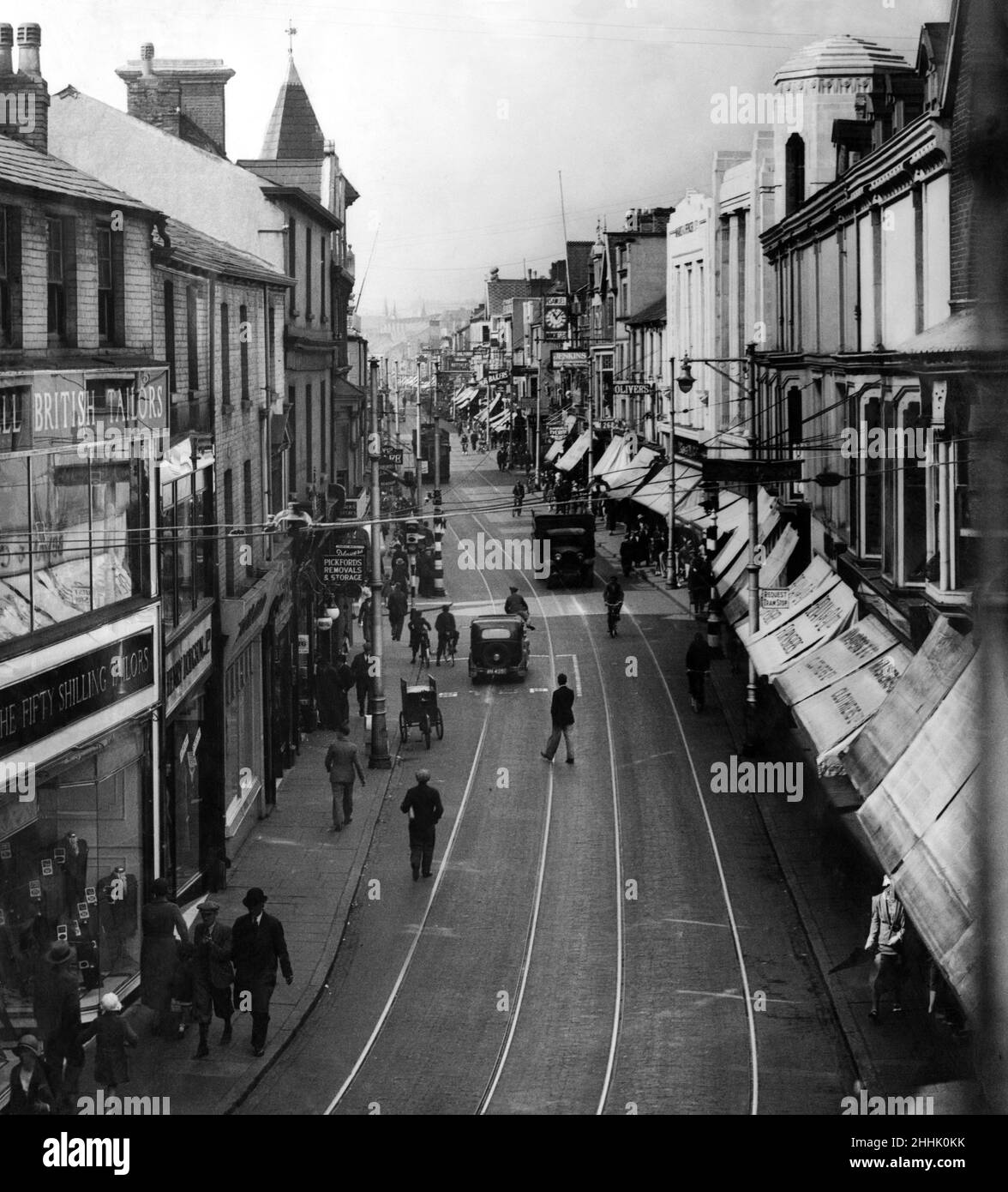 Oxford Street, Swansea. Ca. 1935. Stockfoto