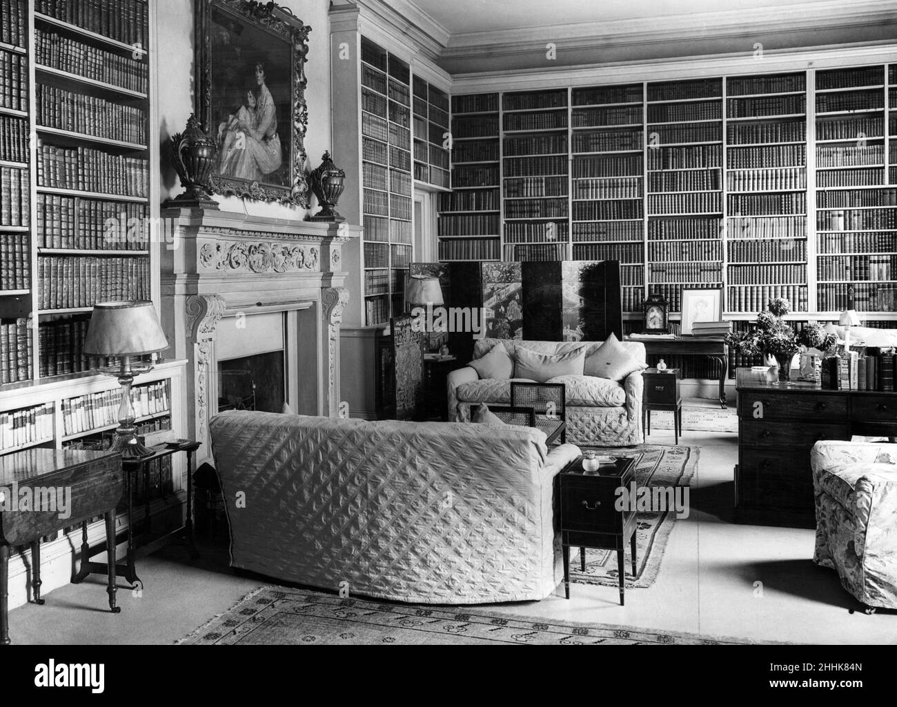 Die Grüne Bibliothek in der Himley Hall. 29th. November 1934. Stockfoto