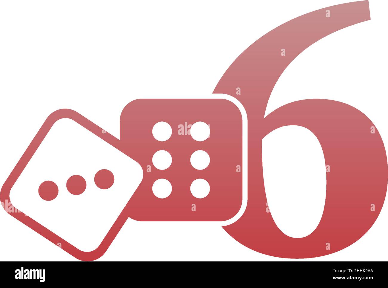 Nummer 6 mit Würfel zwei Symbol Logo Vorlage Vektor Stock Vektor
