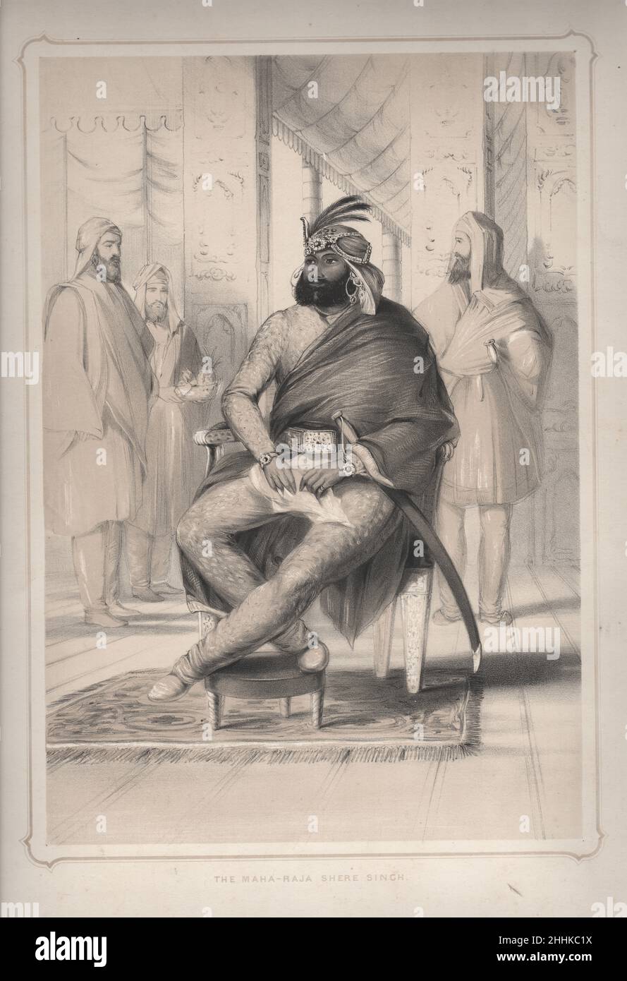 Maharaja Sher Singh 1844 Tinted Lithograph von Emily Eden Stockfoto