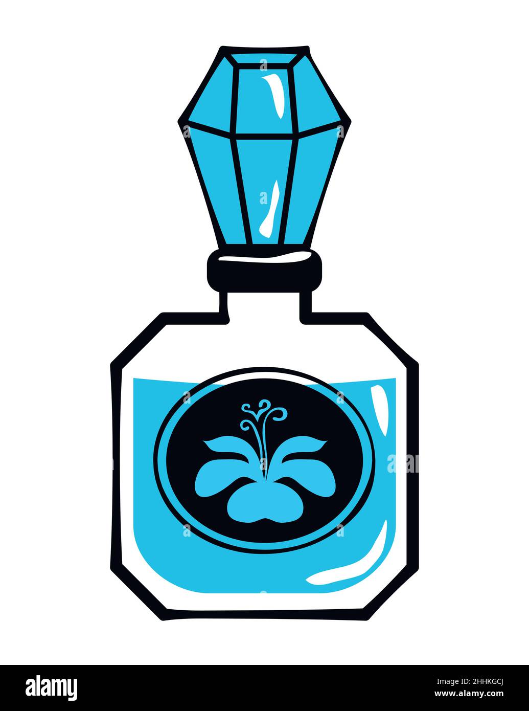 Parfüm-Aufkleber von 80s Retro-Comic-Stil. Vektordarstellung auf weißem Hintergrund isoliert Stock Vektor