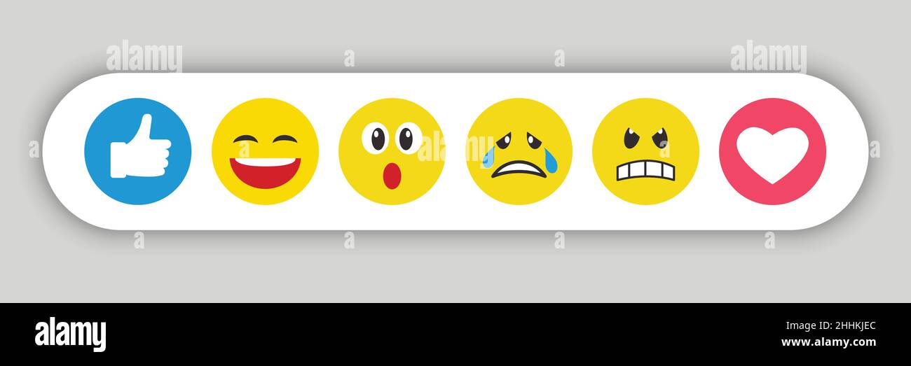 Set aus gelben Emoticons und Emojis, Vektordarstellung Stock Vektor