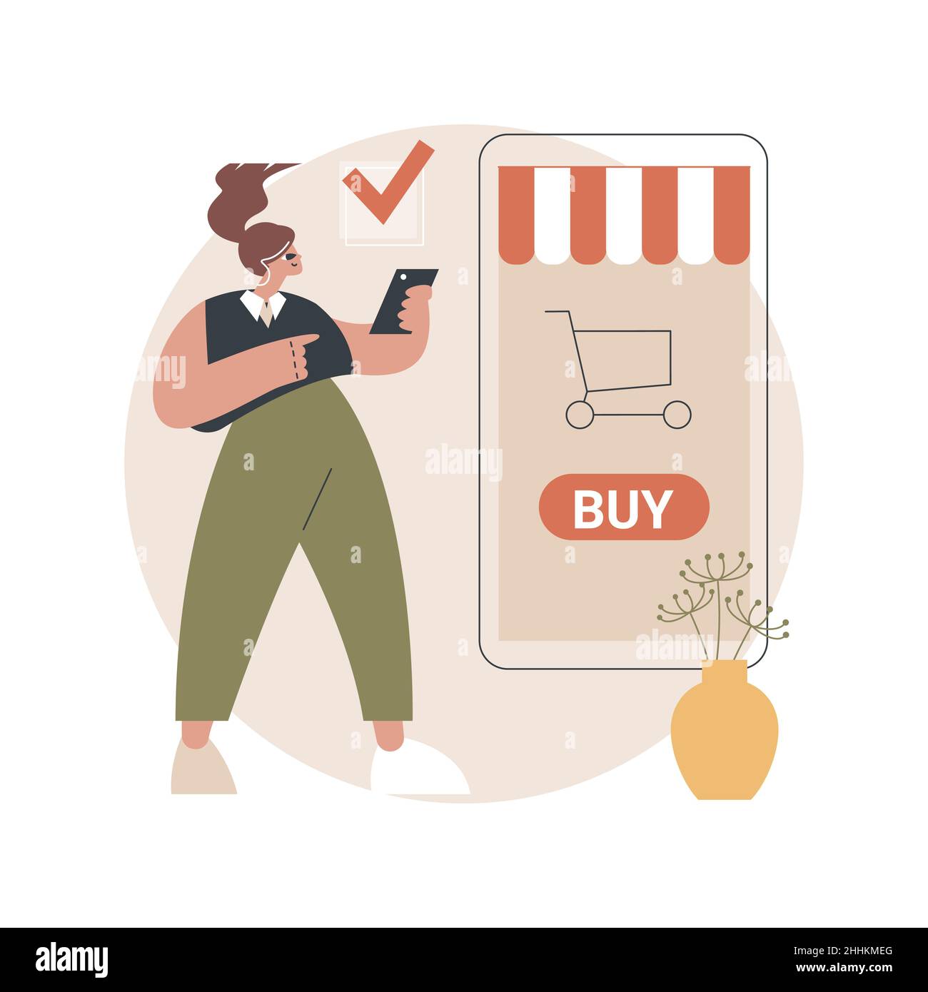 Online bestellen abstraktes Konzept Vektor Illustration. Online-Bestellung von Lebensmitteln, digitales Restaurantmenü, App „Eat at at Home“, kein menschlicher Kontaktlieferdienst, Kauf von Waren im Internet, abstrakte Metapher. Stock Vektor