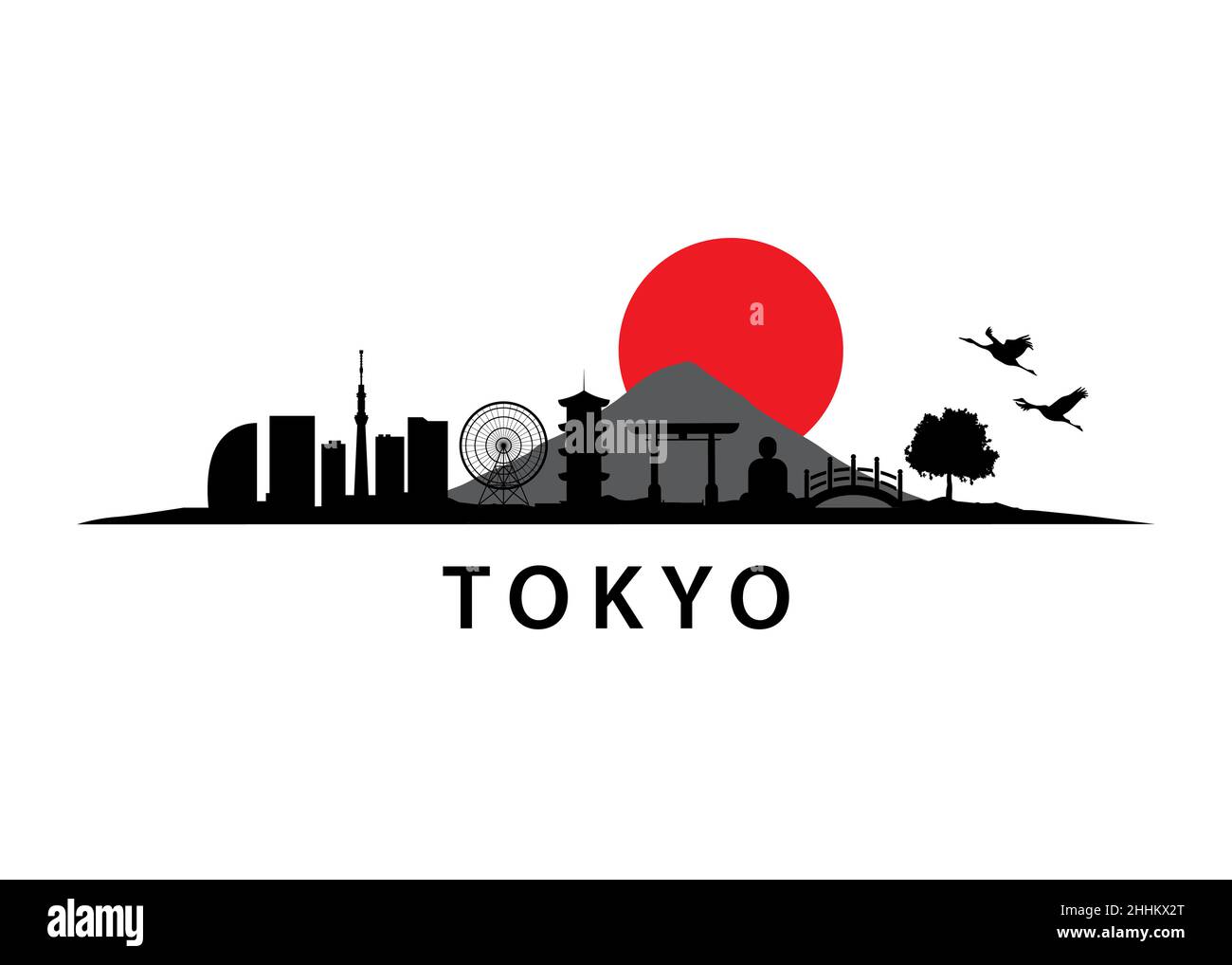 Tokyo City Landscape, Skyline der Hauptstadt Japans, Gastgeber der Olympischen Spiele 2021 Stock Vektor