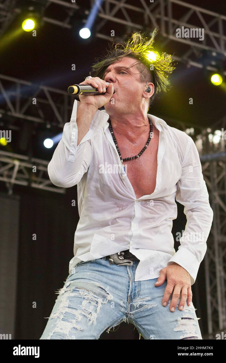 07. August 2015 - Südkorea, Incheon : die amerikanische Rockband Steel Heart spielt auf der Bühne während des Pentaport Rock Festivals 10th in Incheon, Südkorea. Stockfoto