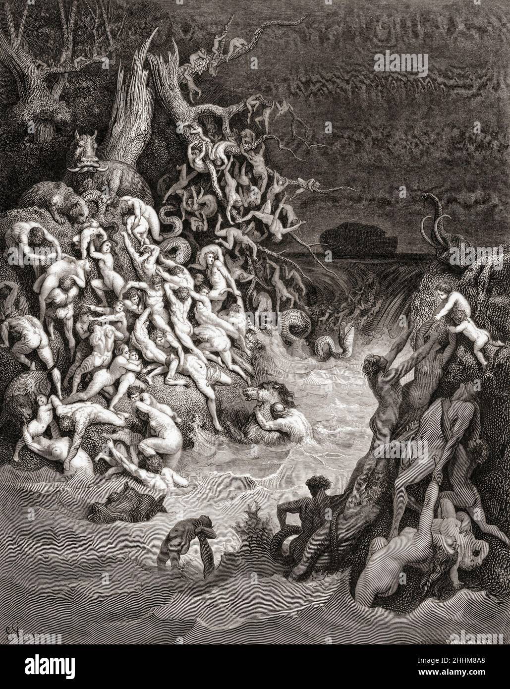 Die Sintflut. (Altes Testament: Genesis 7, 1 - 6). Nach einem Werk des französischen Künstlers Gustave Dore. Stockfoto