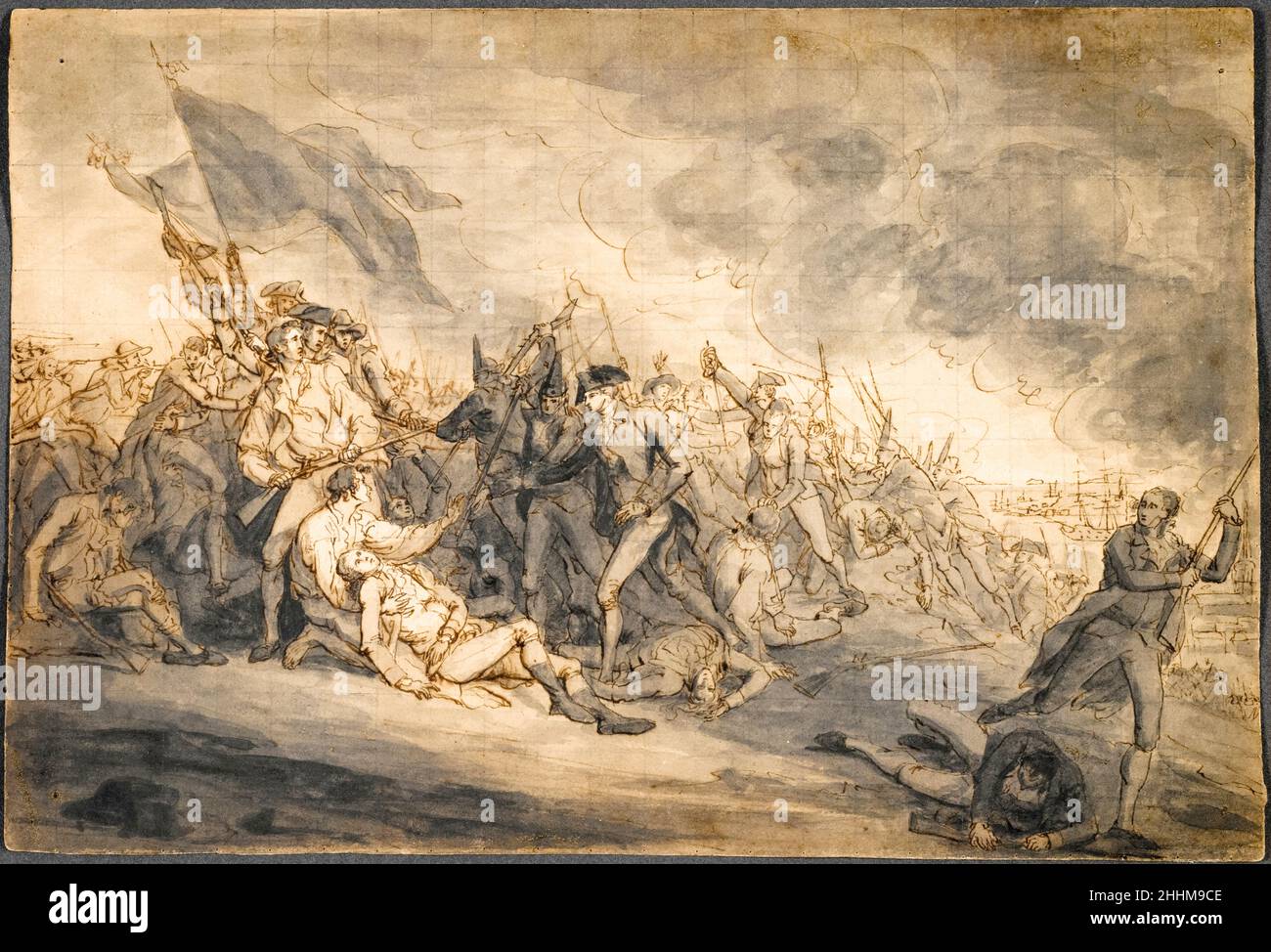 Studie zum Tod von General Warren in der Schlacht am Bunker's Hill, Zeichnung von John Trumbull, 1785-1786 Stockfoto