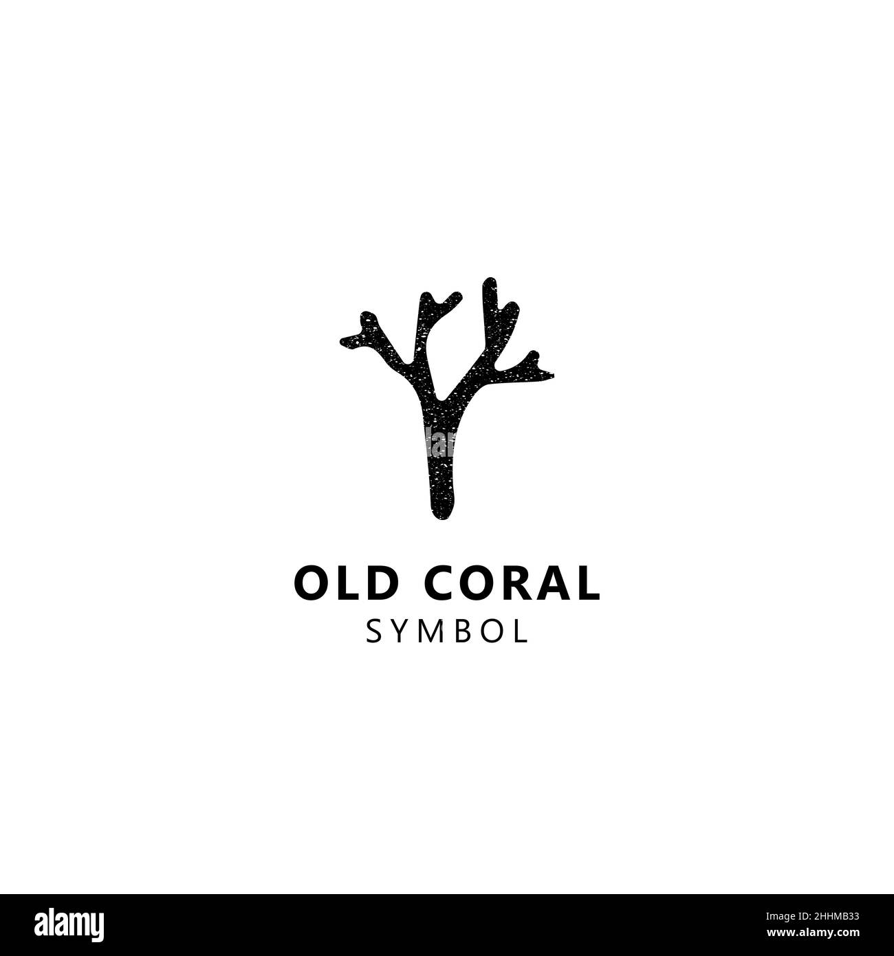 Alte oder verwitterte Coral Vektor Logo Vorlage. Eine alte Korallenlogo Vorlage Inspiration Stock Vektor