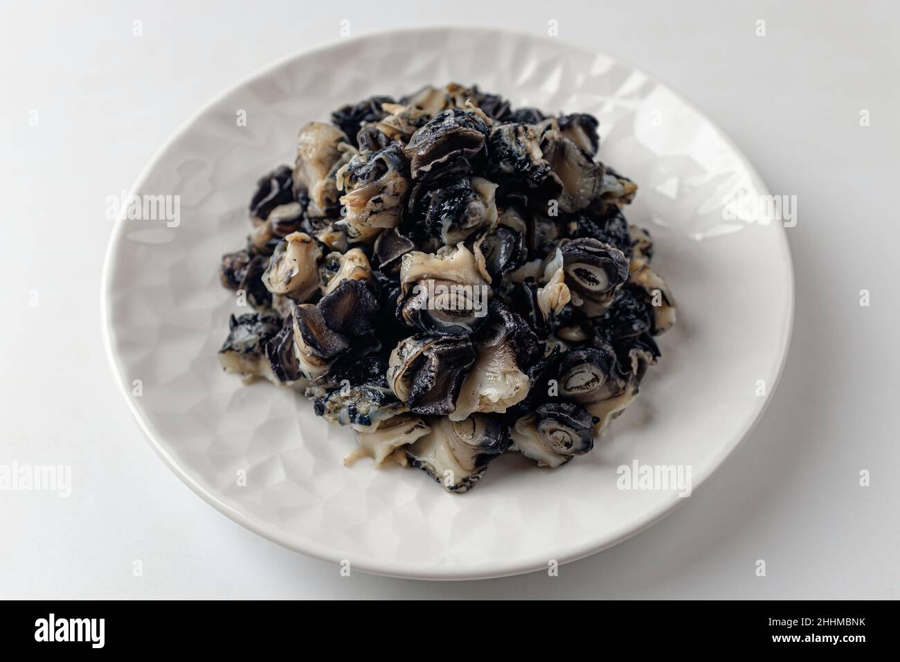 flussschnecke auf weißem Hintergrund Stockfoto