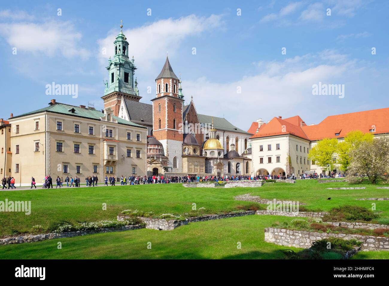 Wahrzeichen von Krakau Wawel Castel. Blick auf die Kathedrale von St. Wojciech Stockfoto