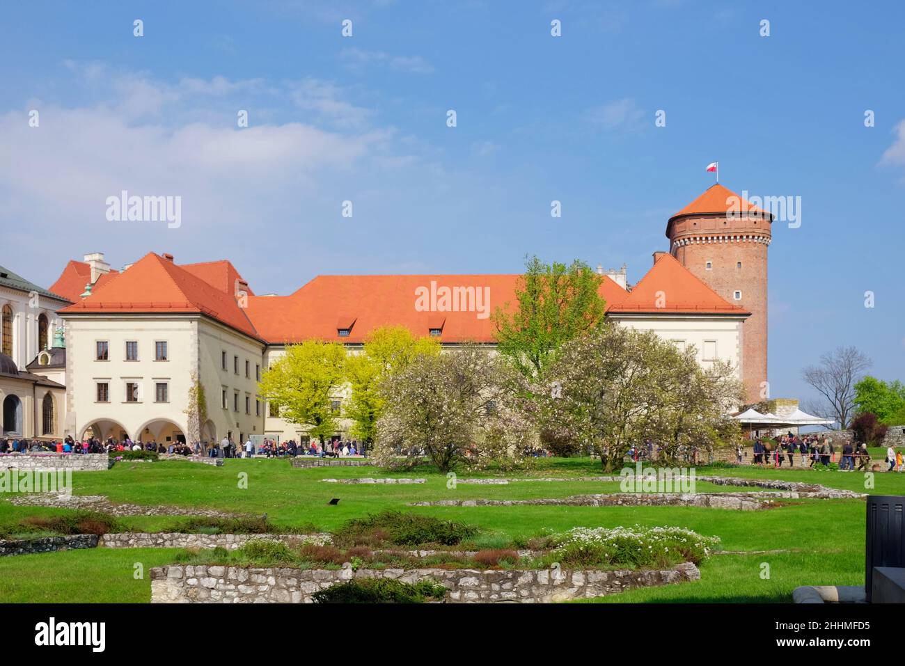 Wahrzeichen von Krakau Wawel Castel. Blick auf die Kathedrale von St. Wojciech Stockfoto