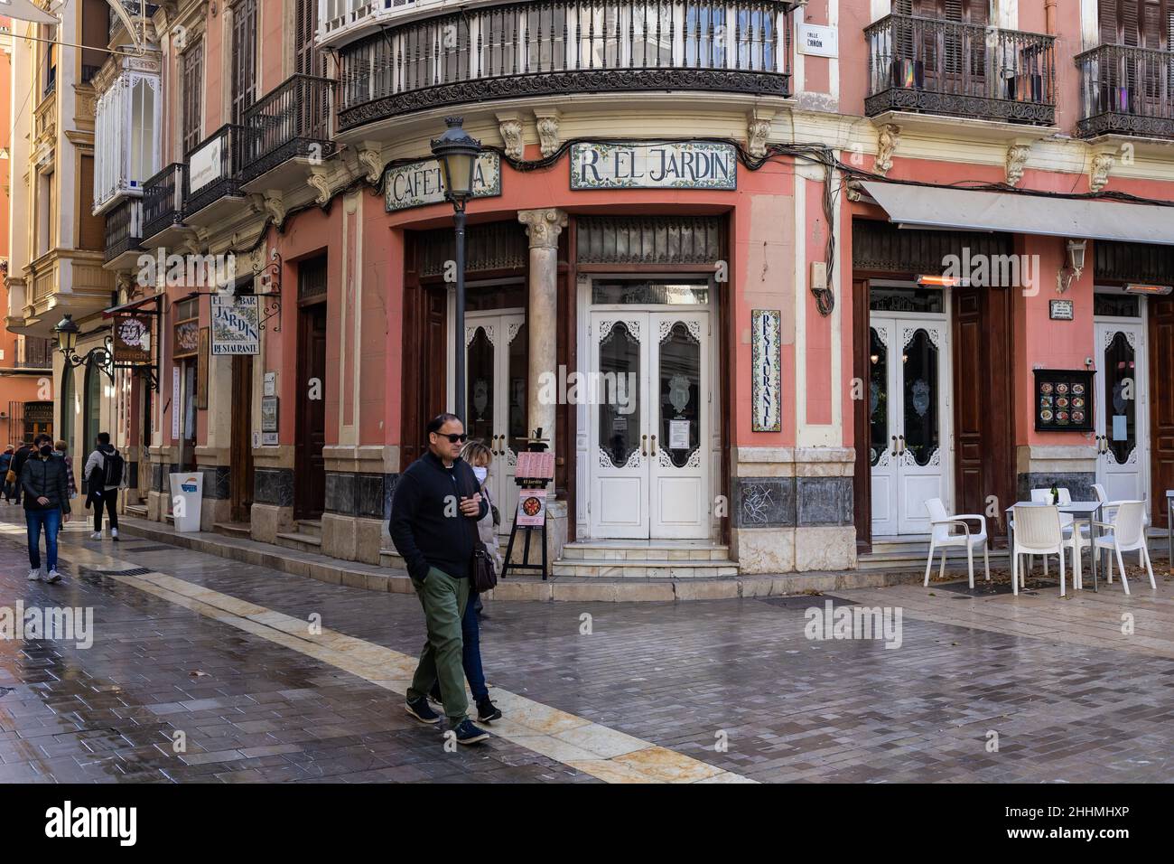 Altes Restaurant im historischen Zentrum (Altstadt) von Malaga, Andalusien, Spanien Stockfoto
