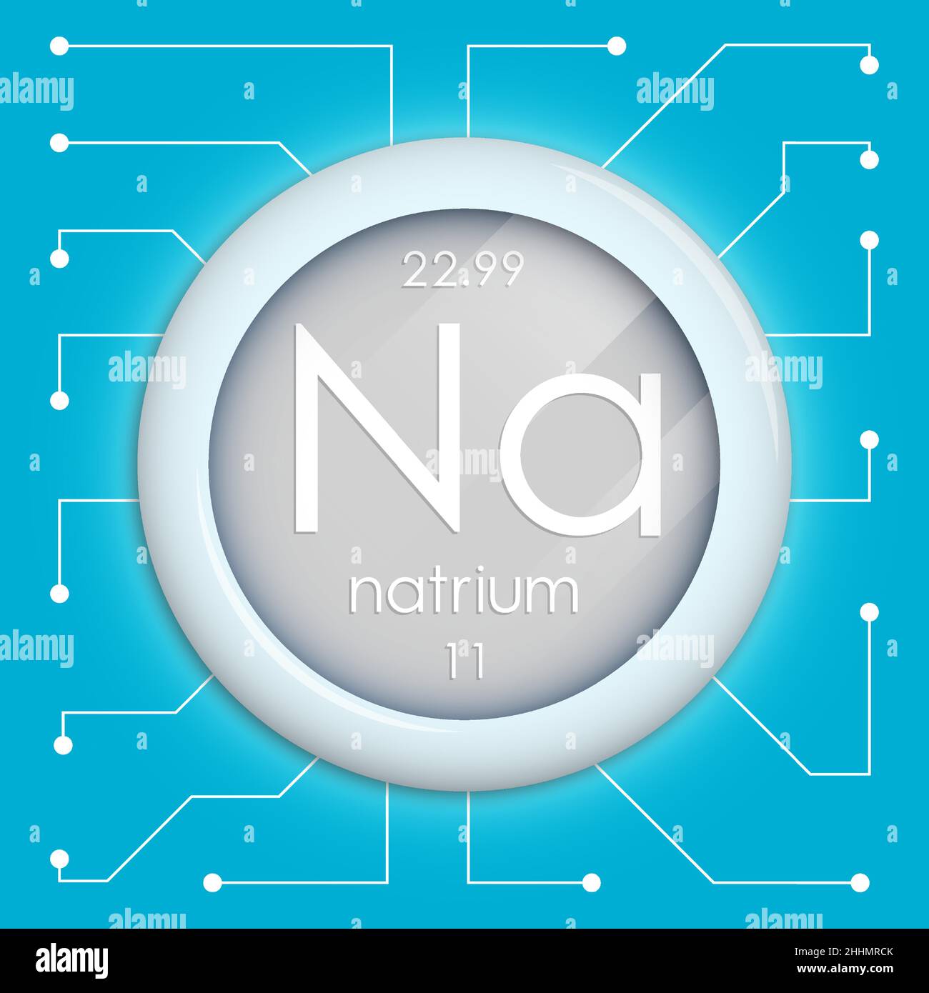 Realistische Taste mit Natrium-Symbol. Chemisches Element ist Natrium. Vektor auf weißem Hintergrund isoliert Stock Vektor