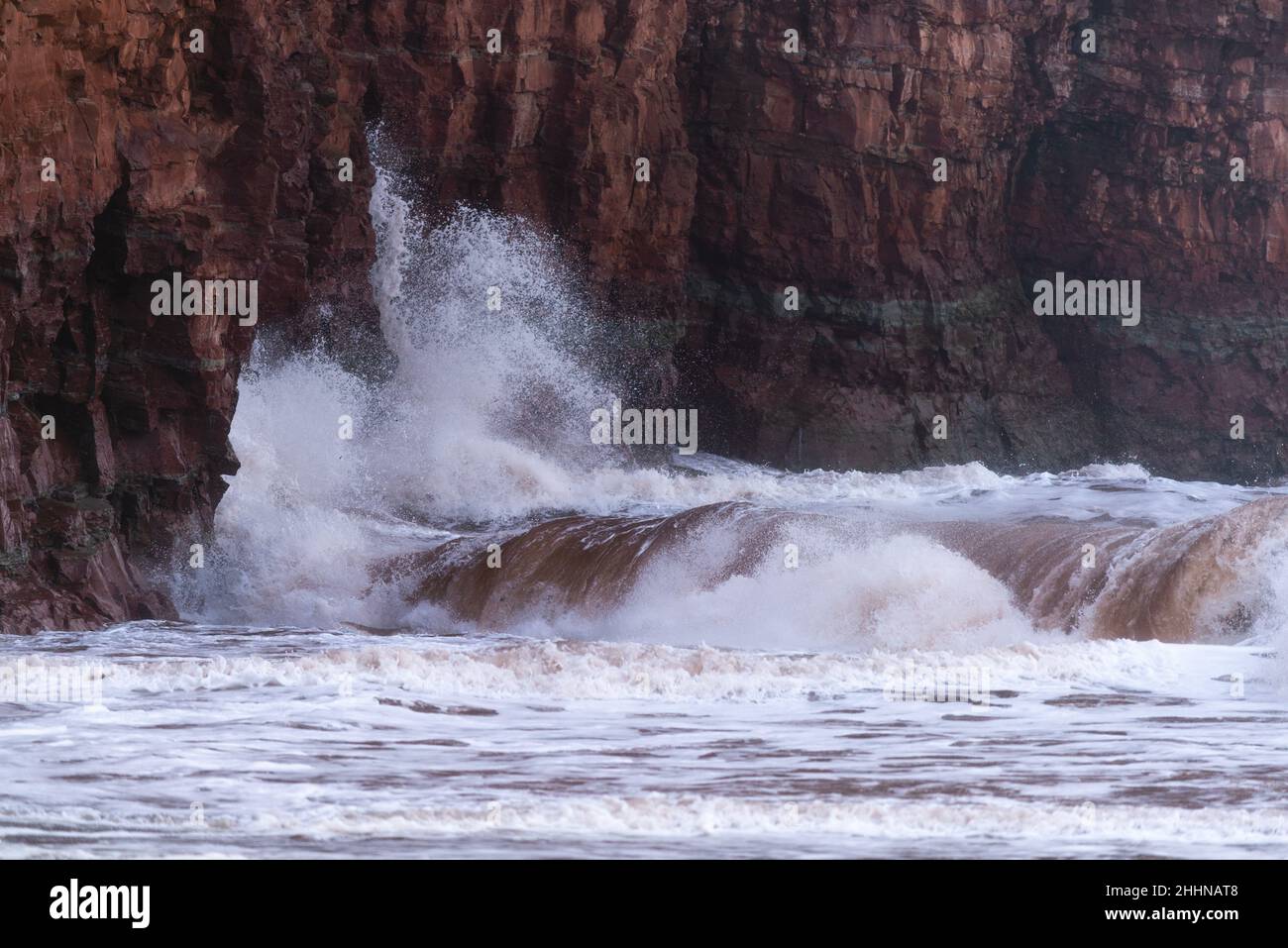 Starke Winterstürme hallo die einzige deutsche Hochseeinsel Helgoland in der Nordsee, Norddeutschland, Mitteleuropa Stockfoto