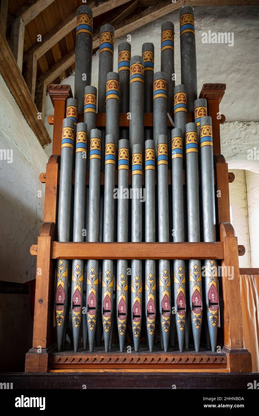 Die Orgel in der St Mary's Church, Farnham, Suffolk, Großbritannien Stockfoto