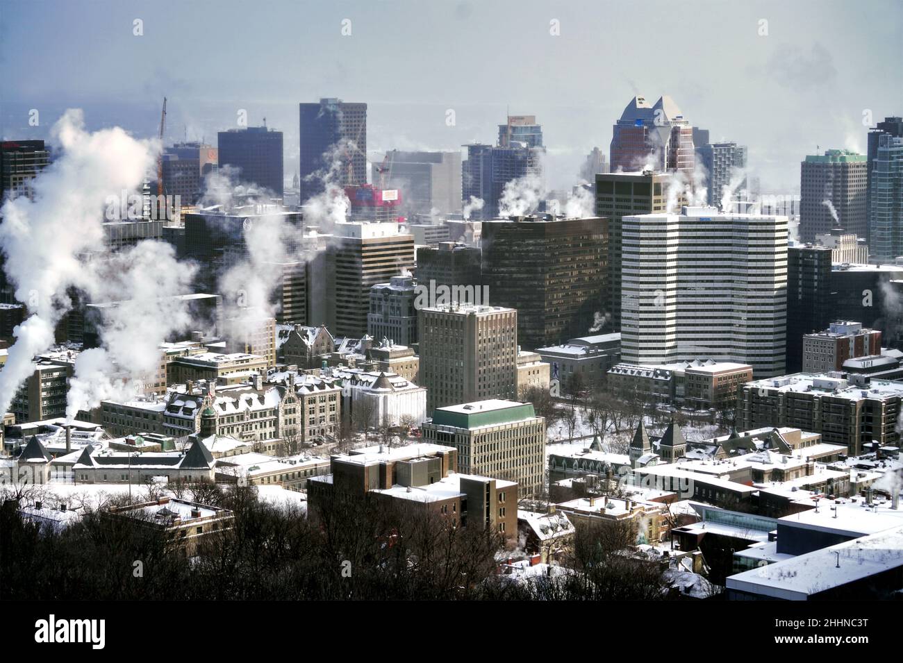 Stadt Montreal, Quebec während einer kalten Winterwelle. Stockfoto