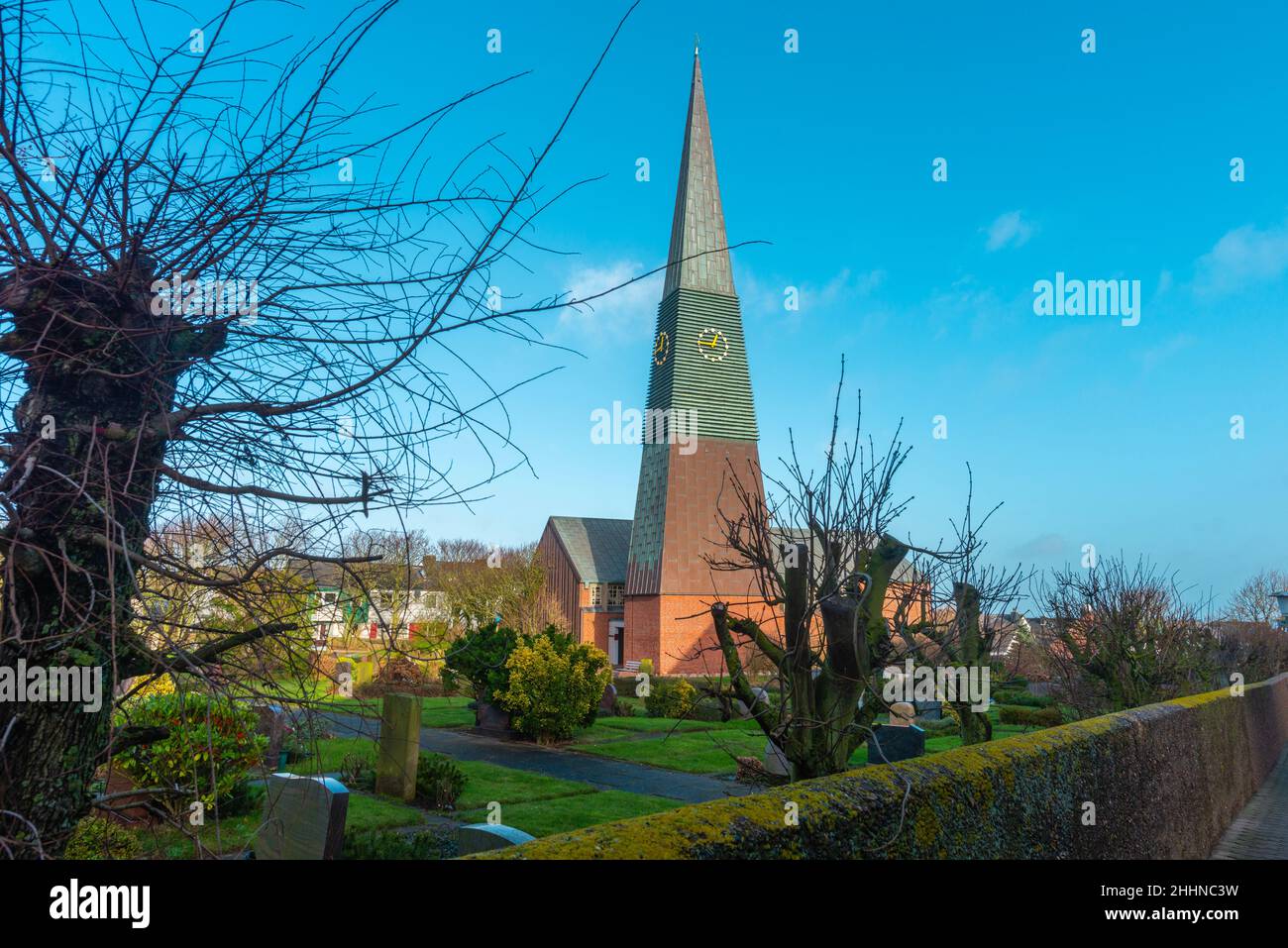 Evangelische Nicolai-Kirche im Oberland, Oberland, Architektur auf der Nordseeinsel Helgoland, Norddeutschland, Mitteleuropa Stockfoto