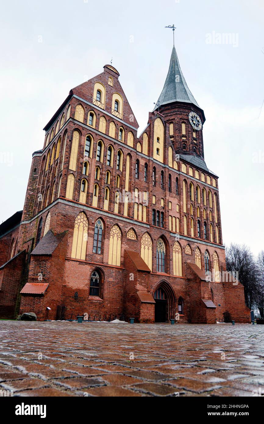 Kathedrale in Königsberg Vorderansicht. Mittelalterliche Architektur der europäischen Stadt Konigsberg Stockfoto