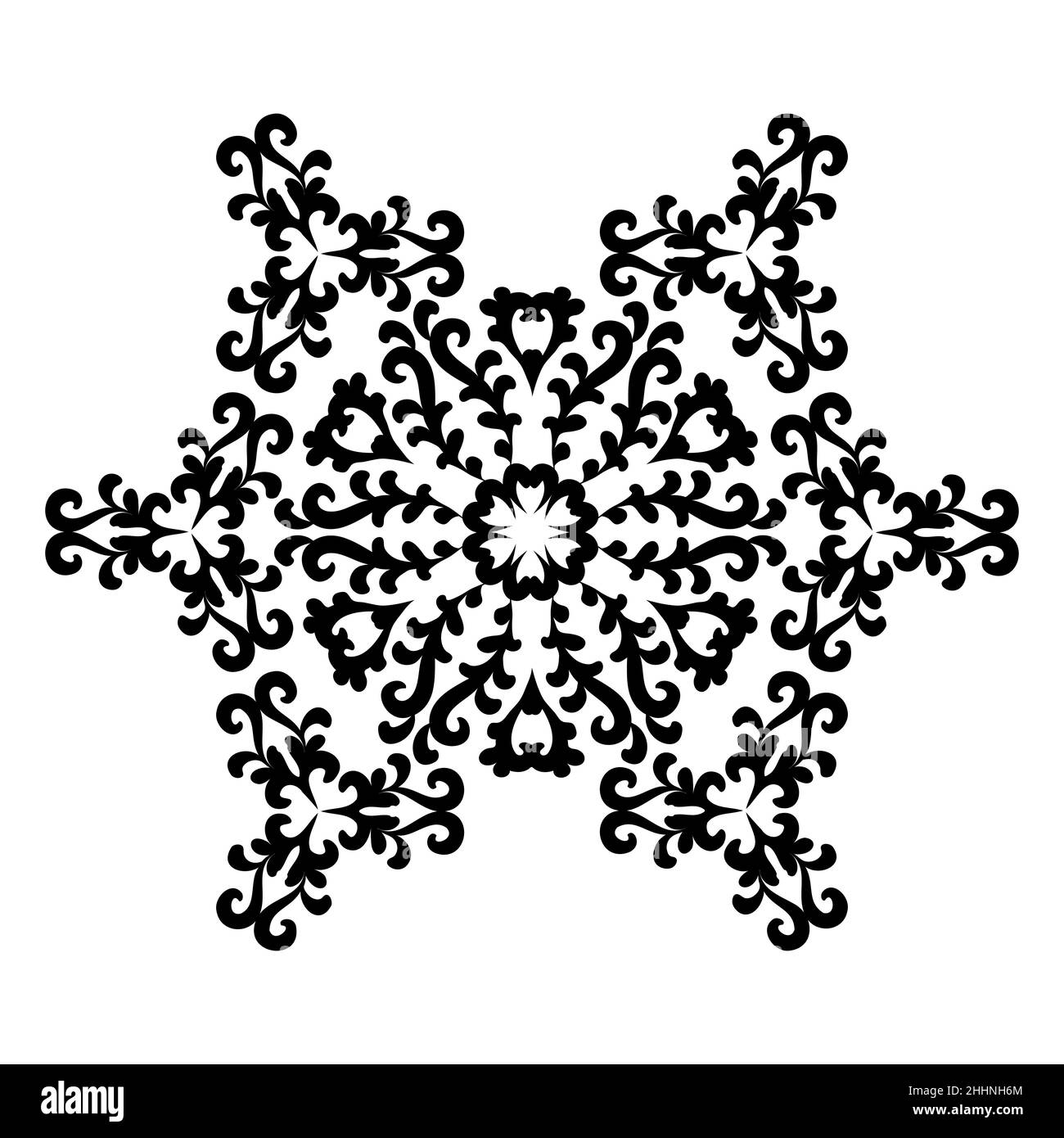 Islamisches Muster. Orientalisches Ornamentmuster Mehndi. Arabisches Blumenmuster aus Wirbeln. Schwarz und Weiß. Traditioneller Kunstvektor. Stock Vektor