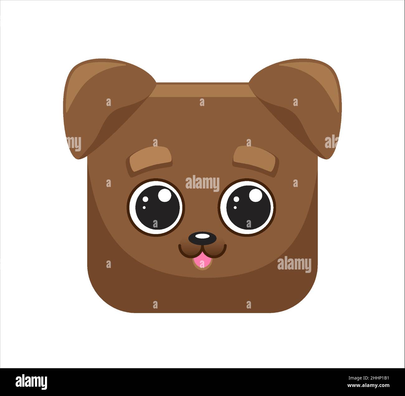 Lustige braunen Hund, Welpen, Tier quadratische Gesichter, Maske, Symbol, Logo Vektor Illustration Cartoon-Stil Stock Vektor