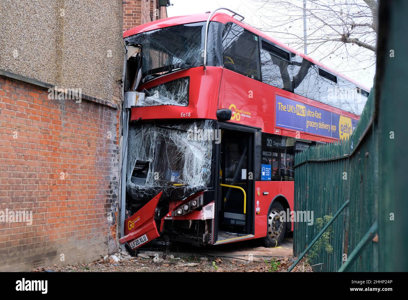 Busunfall in London Stockfoto