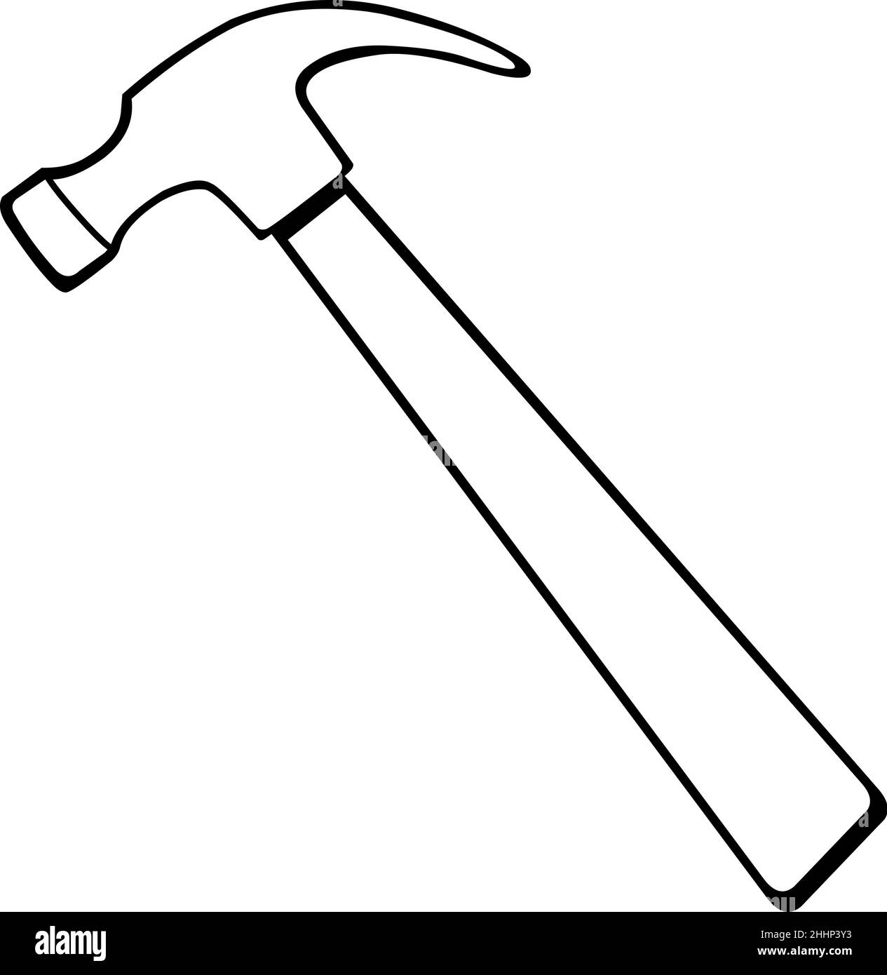 Vektordarstellung eines Hammers in schwarz-weiß gezeichnet Stock Vektor